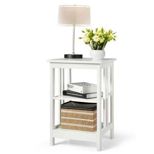 3-tier Nightstand Side Table With Baffles And Corners