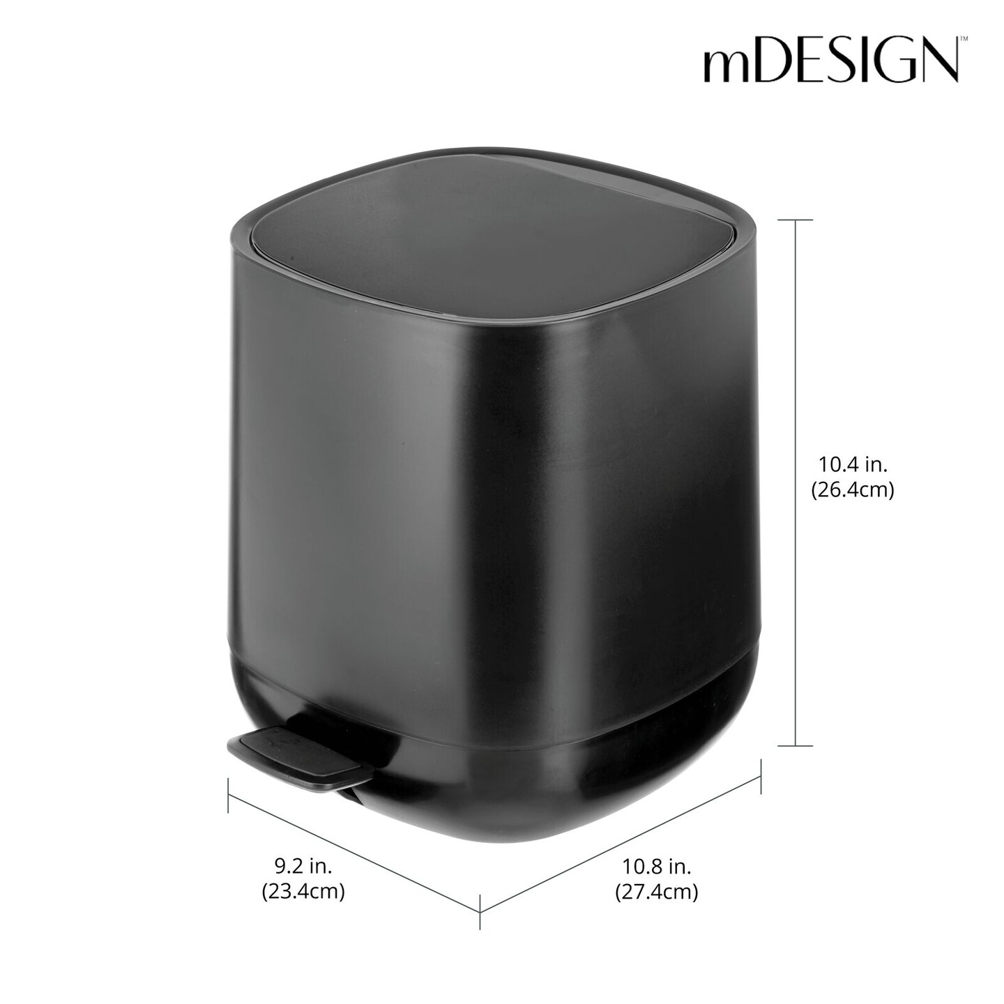 mDesign Plastic 1.3 Gallon/5 Liter Bathroom Garbage Can, Removable Liner