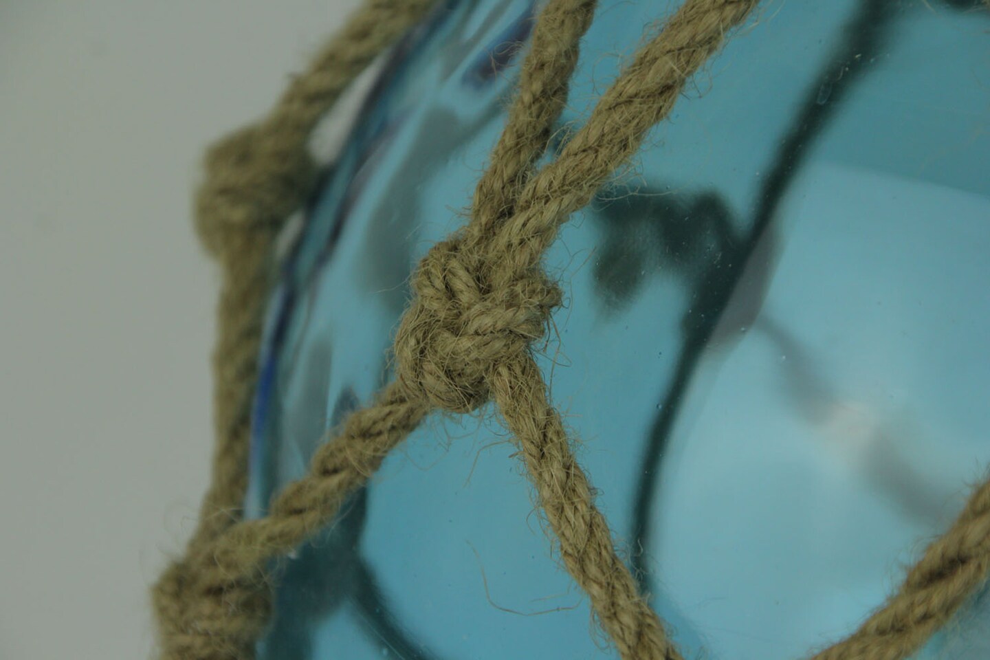 Rope and Glass Nautical Buoy Style Lamp with Linen Look Shade