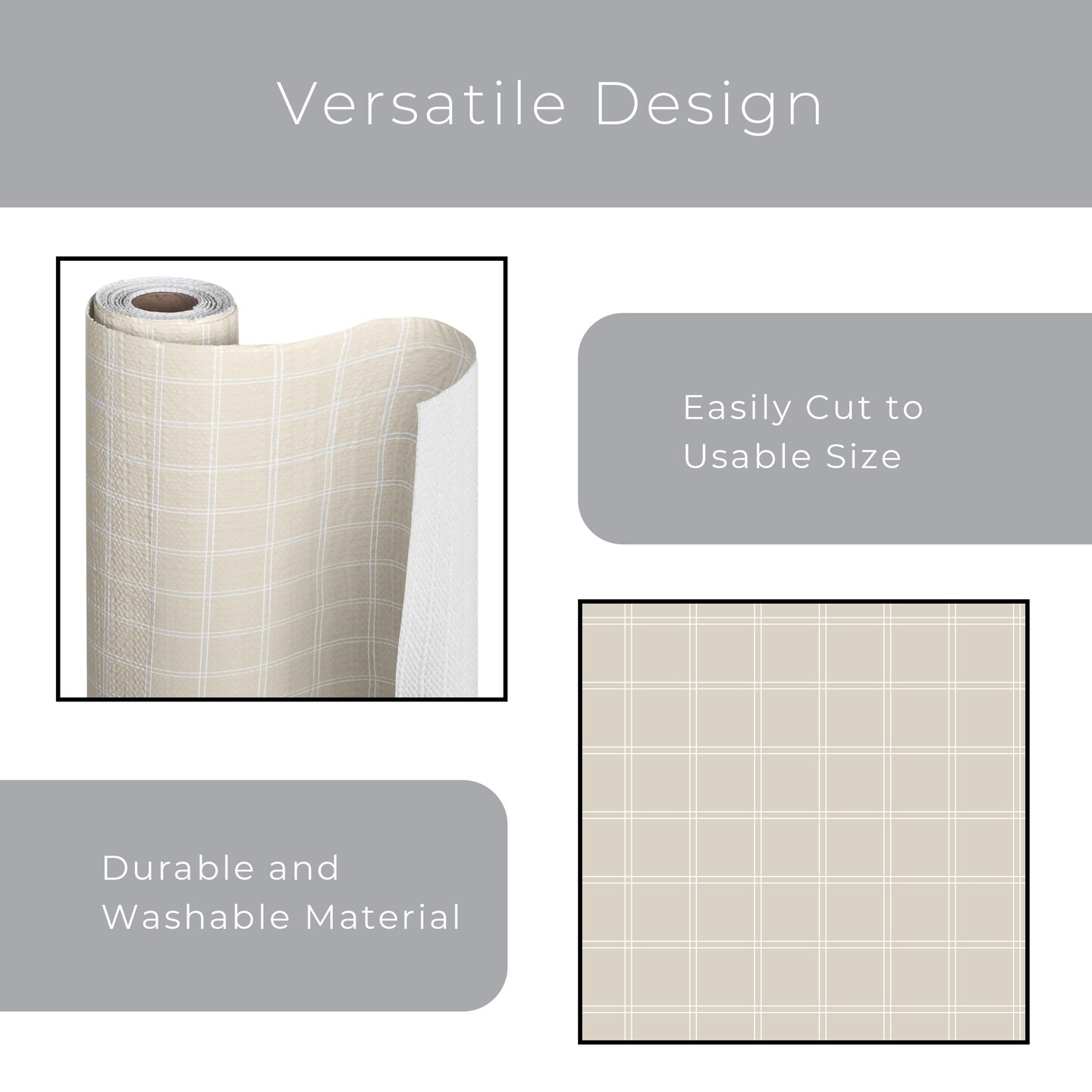 Smart Design Bonded Grip Shelf Liner - 12 inch x 10 feet - Beige