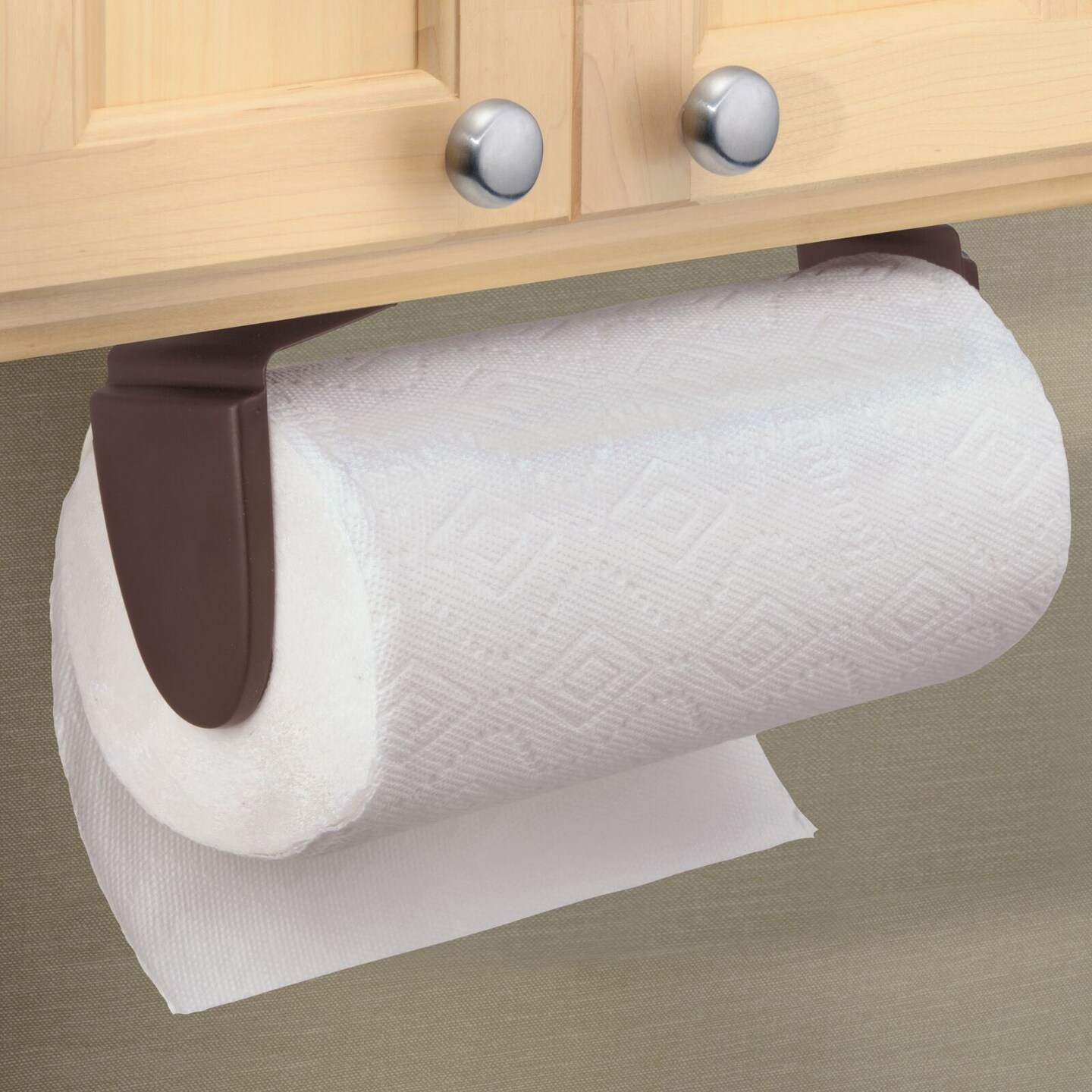 mDesign Metal Wall Mount Paper Towel Holder Dispenser for Kitchen
