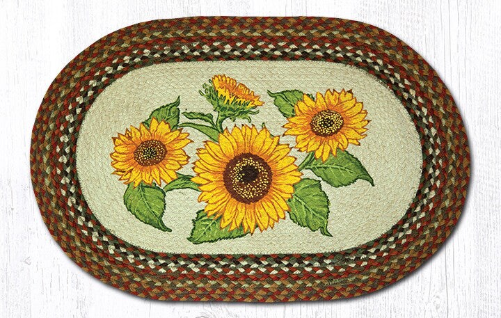 Earth Rugs OP-300 Sunflowers Oval Patch 20&#x22; x 30&#x22;