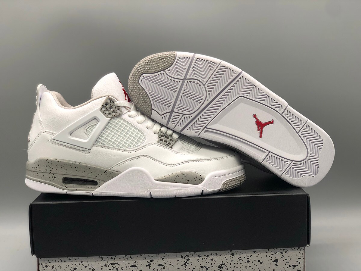 Air Jordan White Oreo, White Tech Grey-Black-Fire Red Sneakers