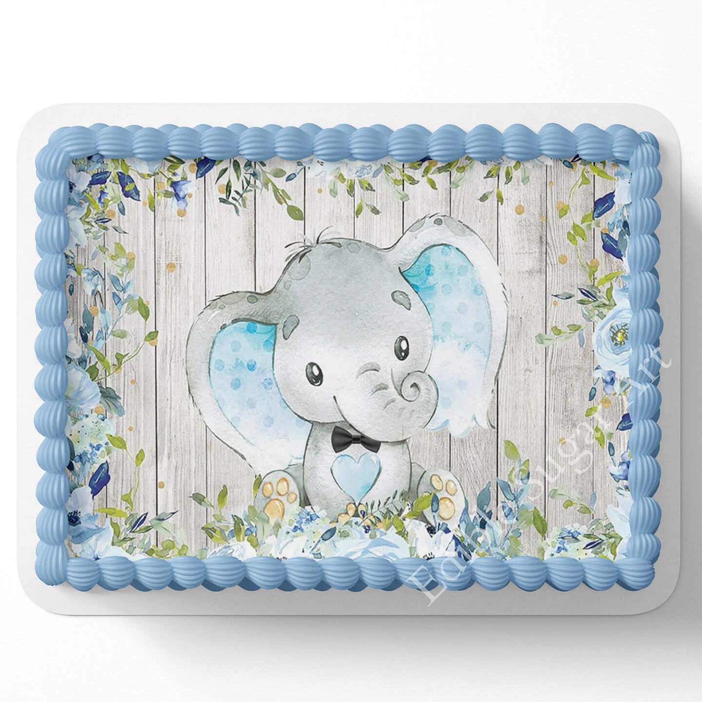 Elephant Baby Shower Cake Topper Safari Baby Shower Sheet Cake Topper ...