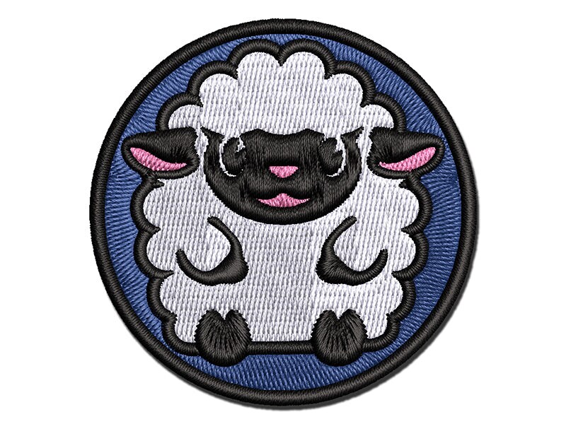 Cute Wooly Sheep Lamb Sitting Multi-Color Embroidered Iron-On or Hook &#x26; Loop Patch Applique