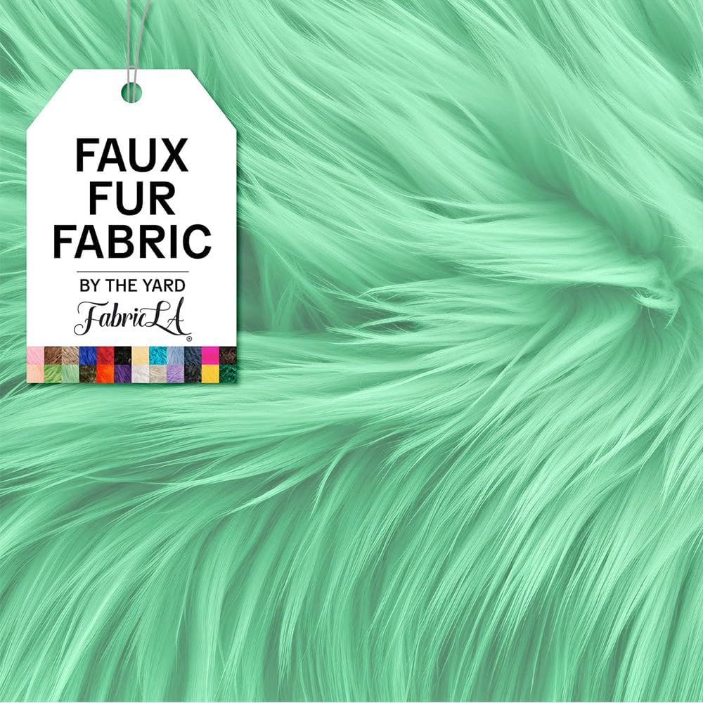 FabricLA | Shaggy Faux Fur | Fabric by The Yard | 72" X 60" Inch Wide | Craft Furry Fabric | Sewing, Apparel, Rugs, Pillows & More | Faux Fluffy Fabric | Mint, 2 Yard