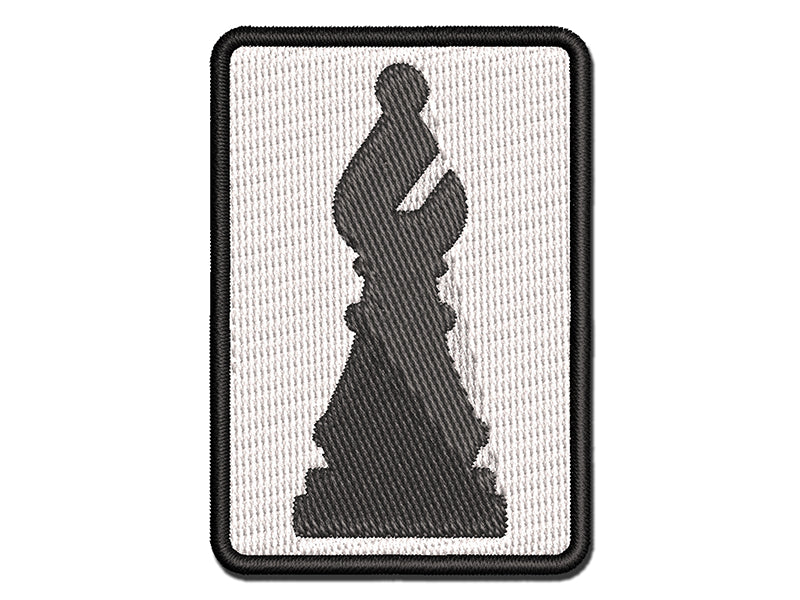Chess Bishop Piece Multi-Color Embroidered Iron-On or Hook &#x26; Loop Patch Applique
