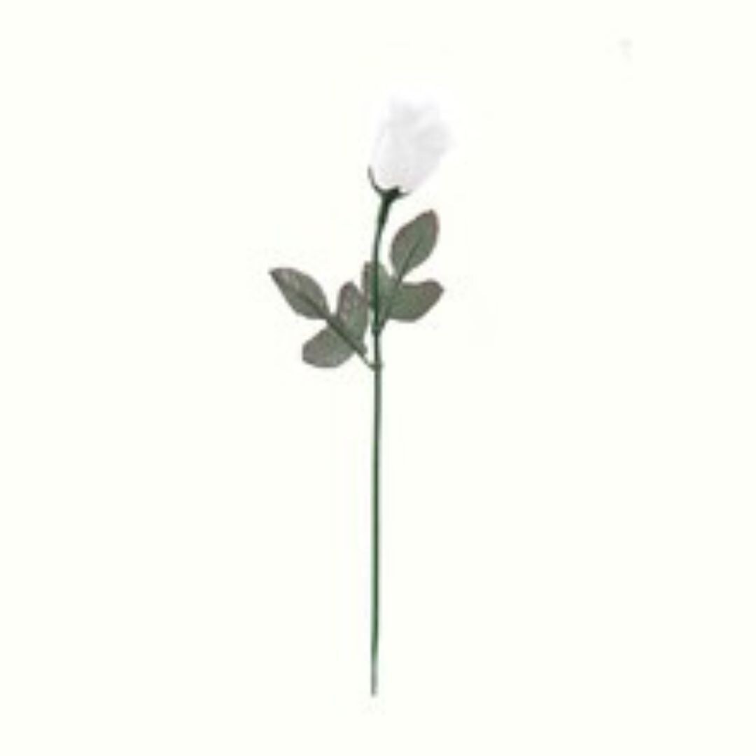 12-Pack: White Rose Bud Picks with 2 Silk Leaves by Floral Home&#xAE;
