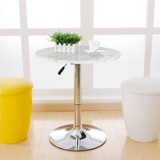 Adjustable 360&#xB0; Swivel Height Round Pub Table With Marble Top