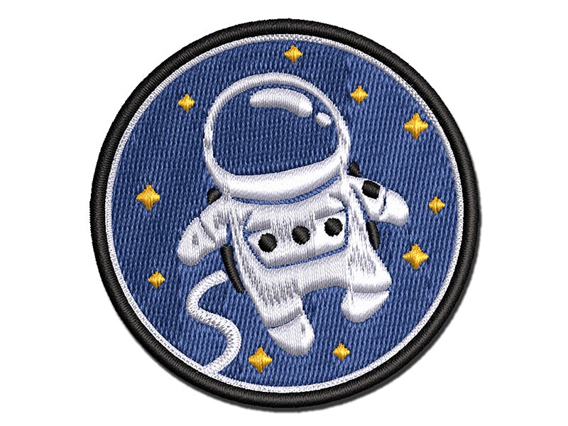 Cute Astronaut in Space with Stars Multi-Color Embroidered Iron-On or ...