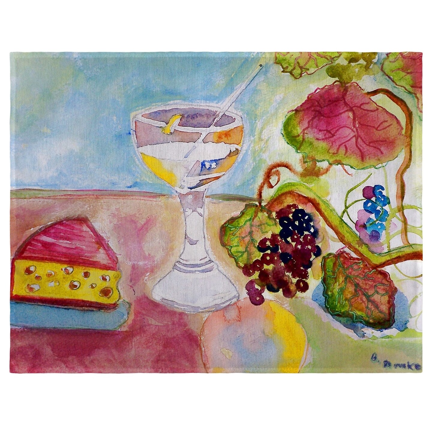 Betsy Drake Wine &#x26; Cheese Place Mat Set of 4
