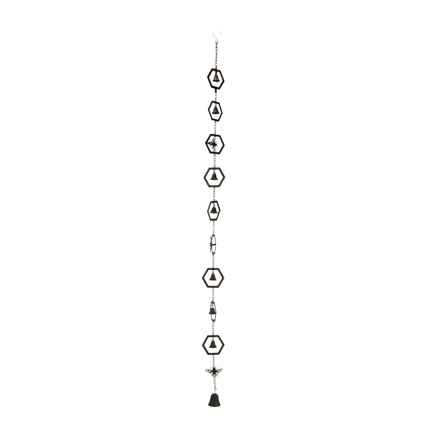 72 Inch Brown Metal Honey Bee Wind Chime Rain Chains Hanging Outdoor Decor