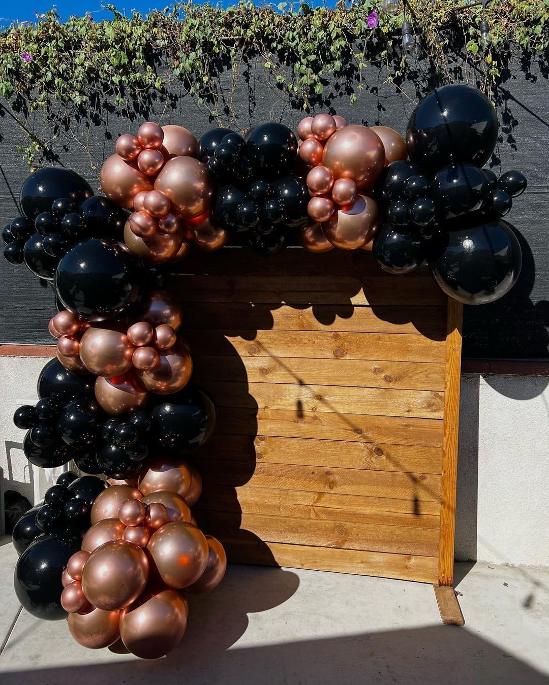 Black and Rose Gold Balloons Garland Arch Kit, 120PCS Black Metallic Rose Gold Confetti Balloons for Engagements Wedding Valentine's Day Graduation Birthday Anniversary Party Decorations