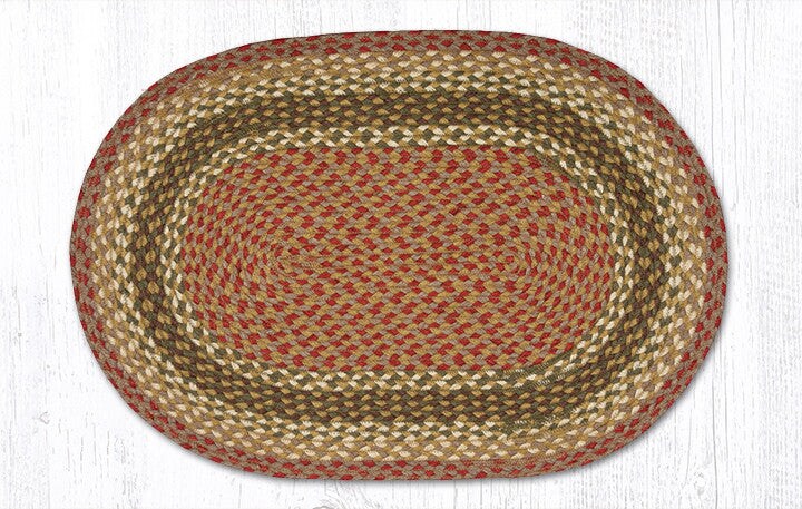 Earth Rugs C-24 Olive / Burgundy / Gray Oval Braided Rug 20" x 30"