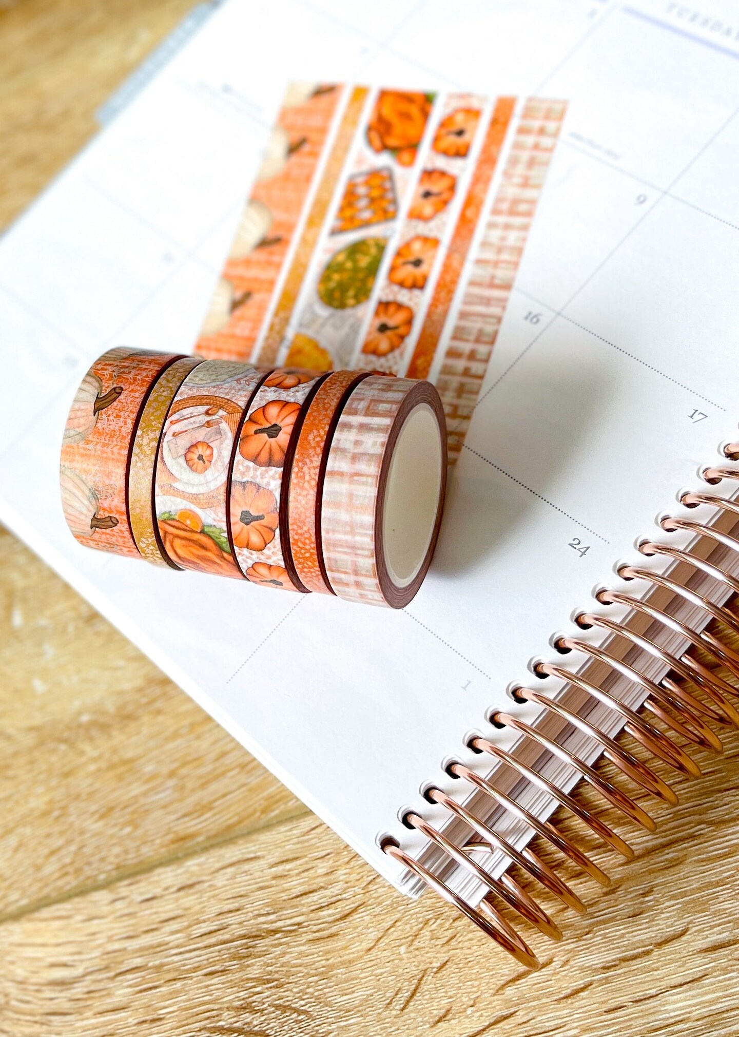 Thanksgiving Turkey &#x26; Pumpkins Orange Washi Tape Set (#W070)