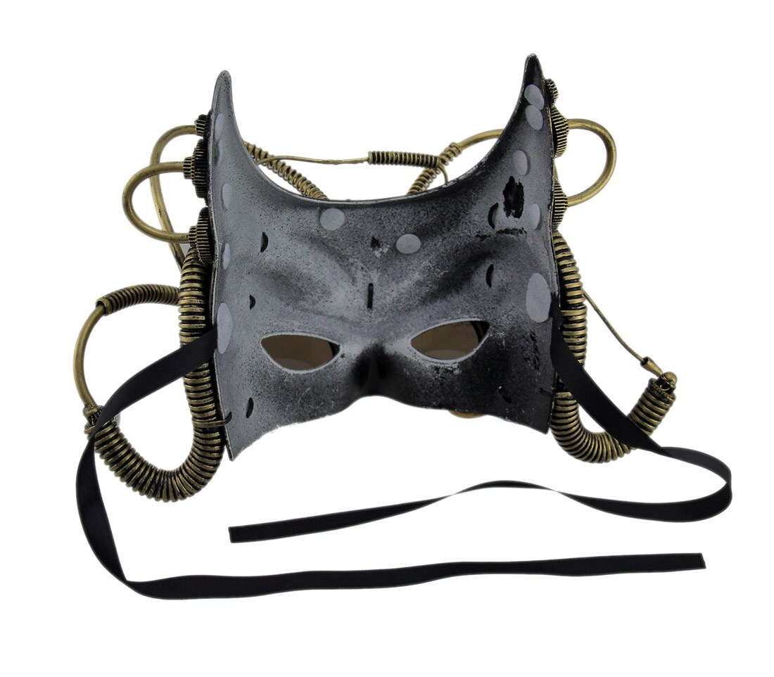 Spiked Metallic Steampunk Bat Ears Half Face Adult Mask