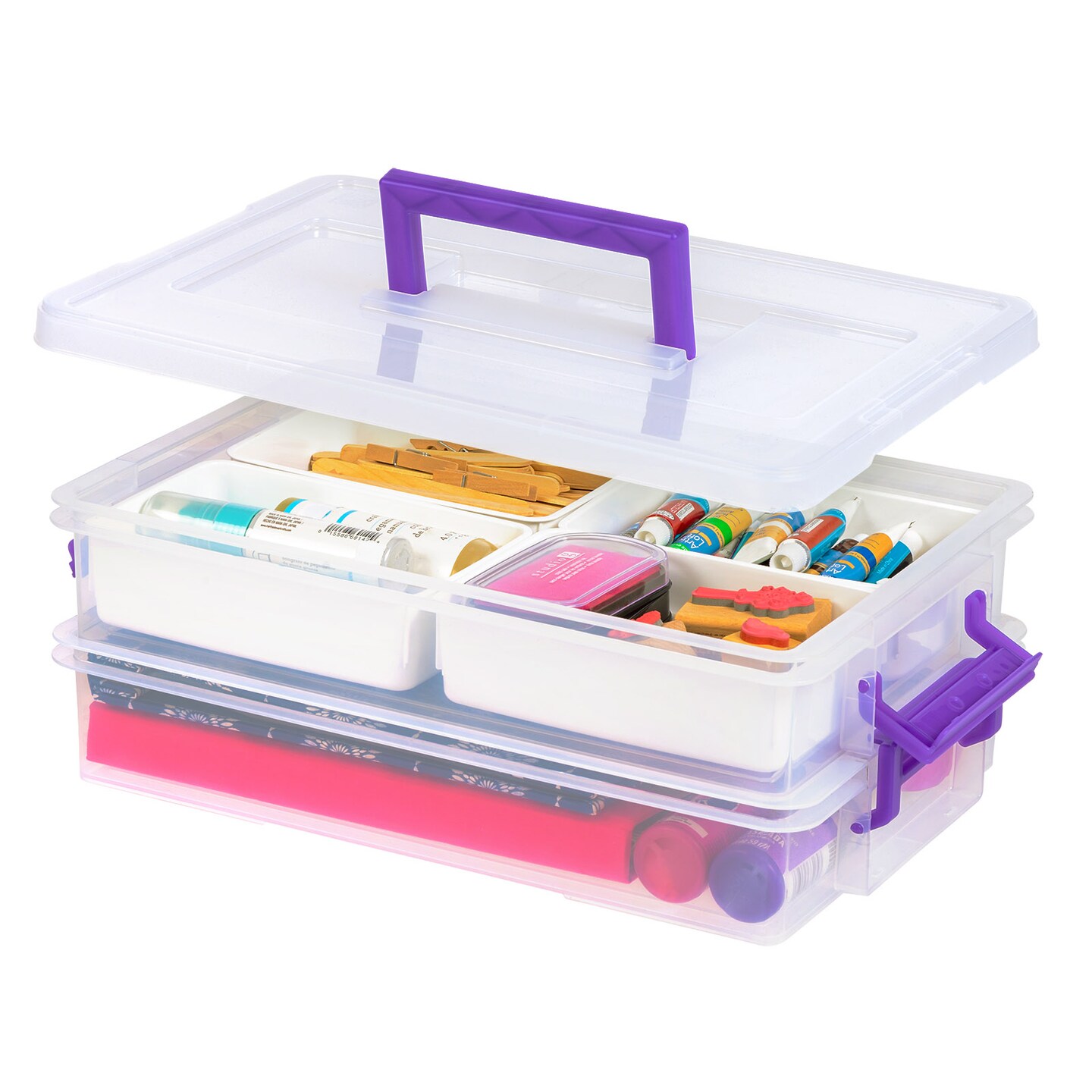 IRIS USA Modular Stackable Plastic Storage Container with Secure Buckle-up Lid