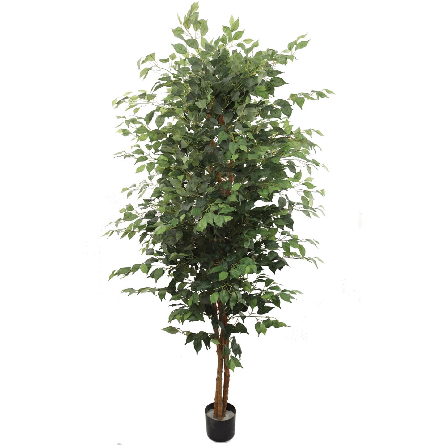 7' Green Ficus Tree in Black Pot with 2016 Silk Leaves - Realistic Indoor Decor for Home & Office, Floral Home by Artificial Flowers