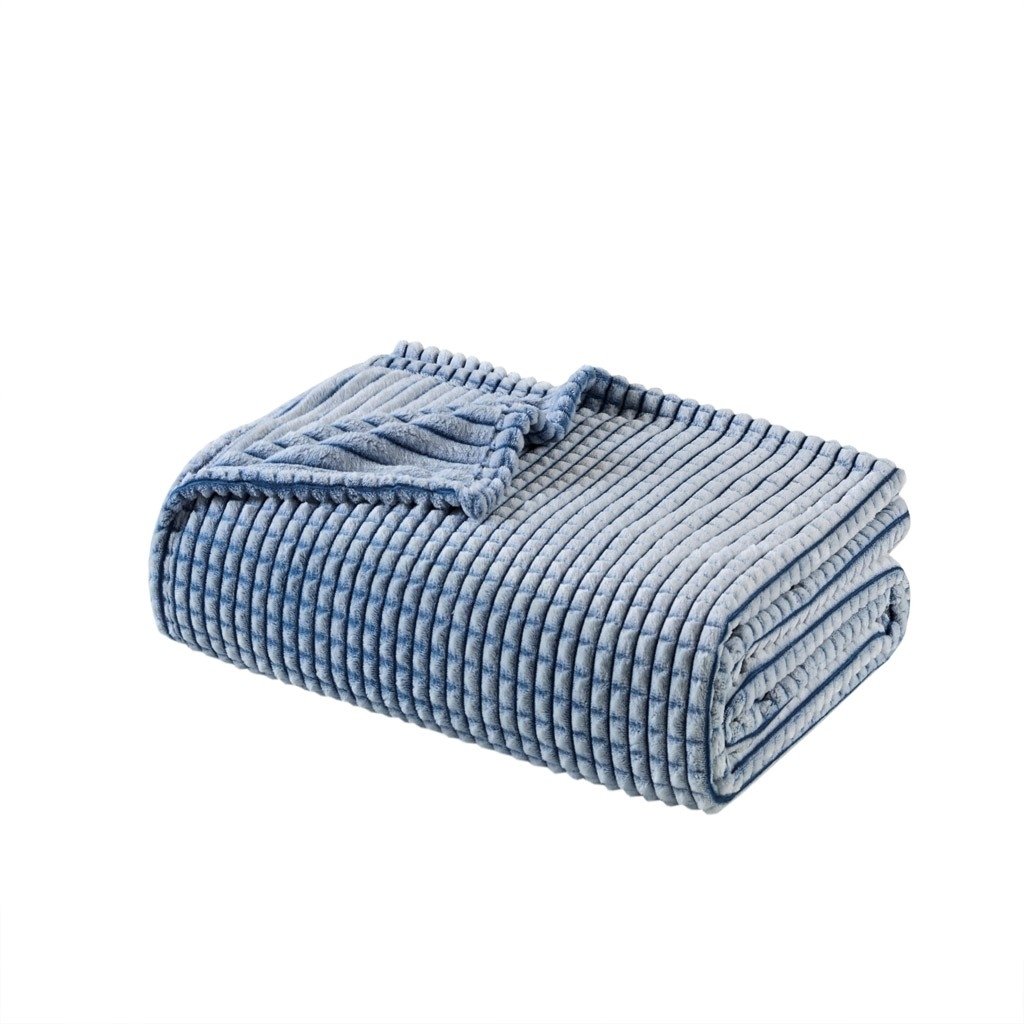 Gracie Mills Willow Plush Blanket Twin 100% Polyester Grid Design Multiple Colors