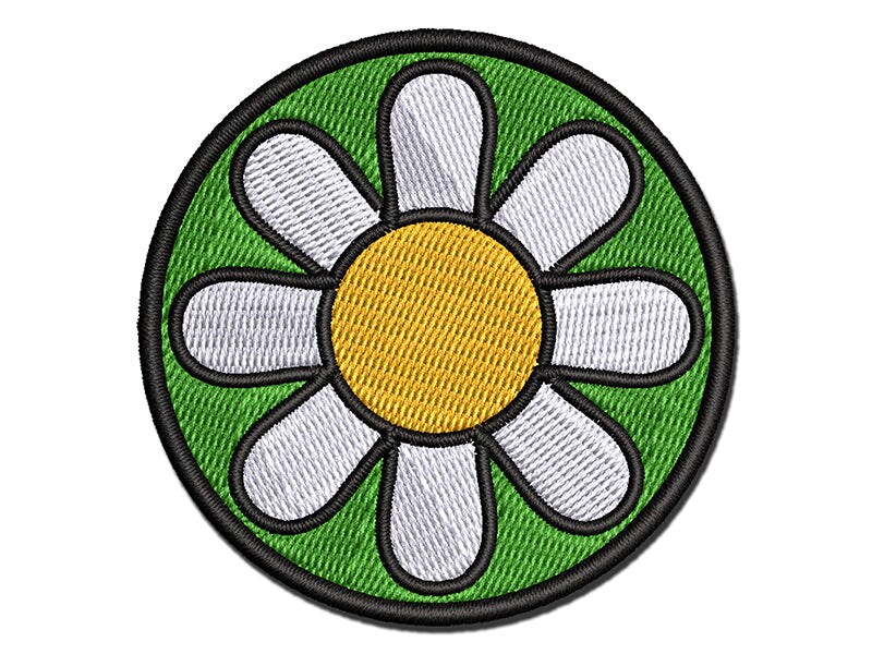 Daisy Flower Multi-Color Embroidered Iron-On or Hook & Loop Patch ...