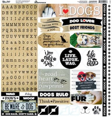 Reminisce Love My Dog 12x12 Alpha Sticker Sheet