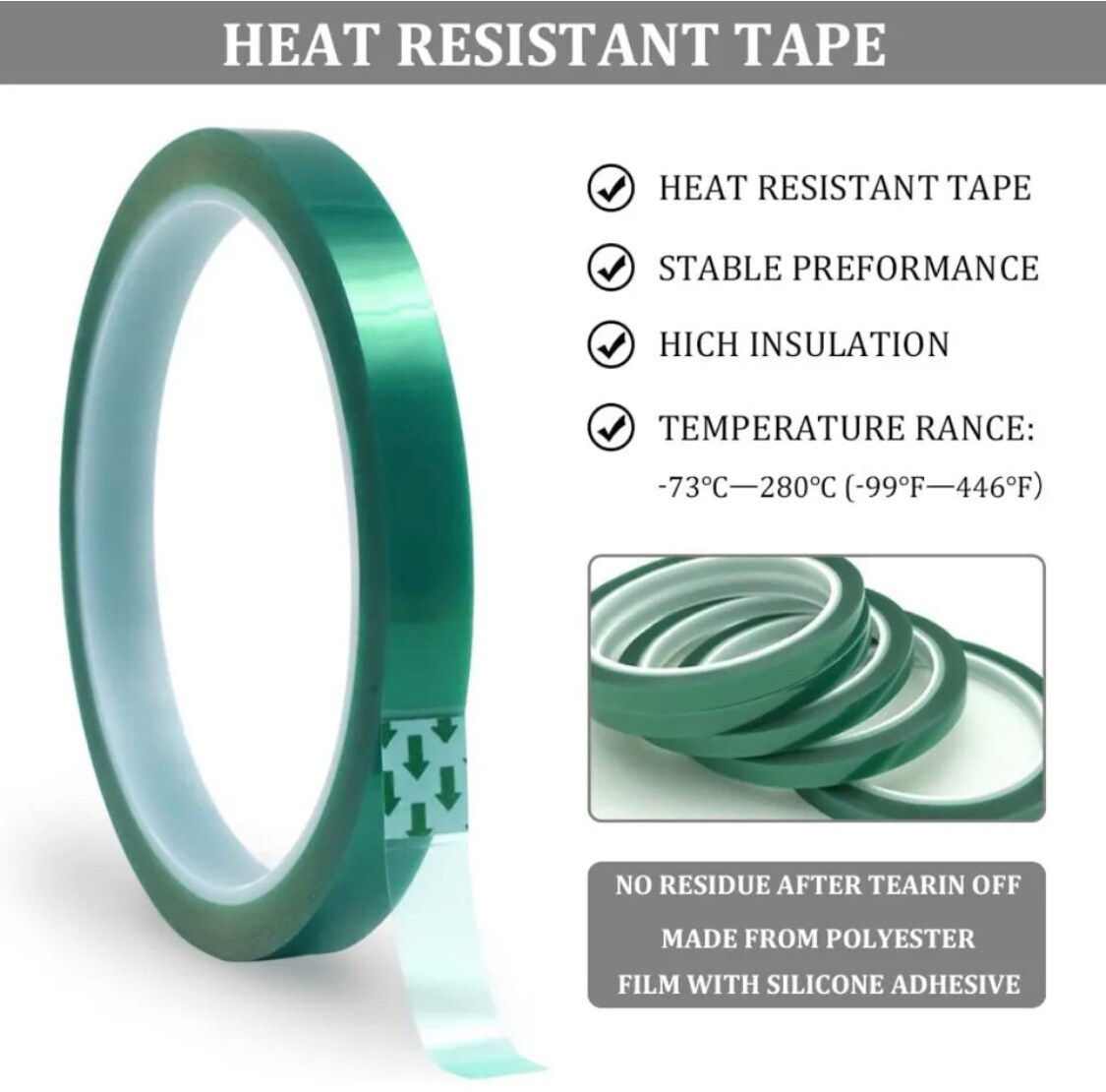 4 Rolls Heat Resistant Tapes Sublimation Press Transfer Thermal Tape 20mmx30m SUBLITAPE GREEN