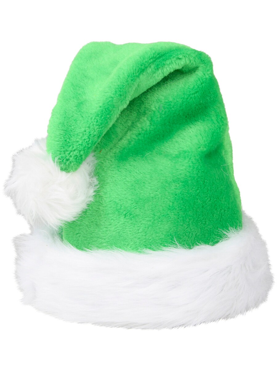 Green and cheap white santa hat