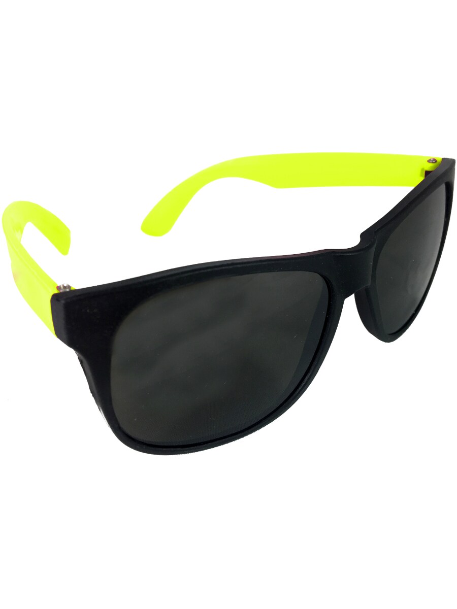 Cheesy Retro 80s Neon Yellow &#x26; Black Costume Sunglasses