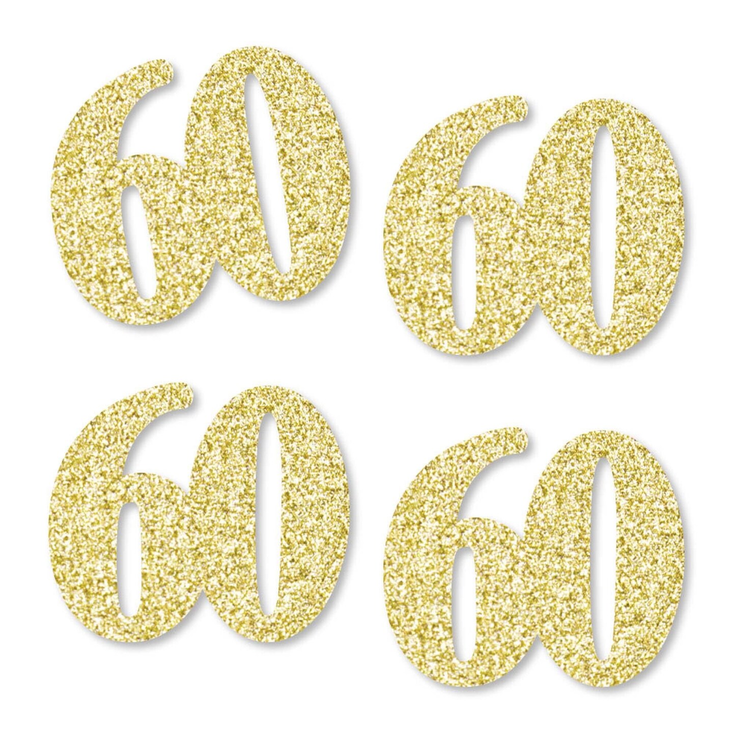 Big Dot of Happiness Gold Glitter 60 - No-Mess Real Gold Glitter Cut-Out Numbers - 60th Birthday Party Confetti - Set of 24