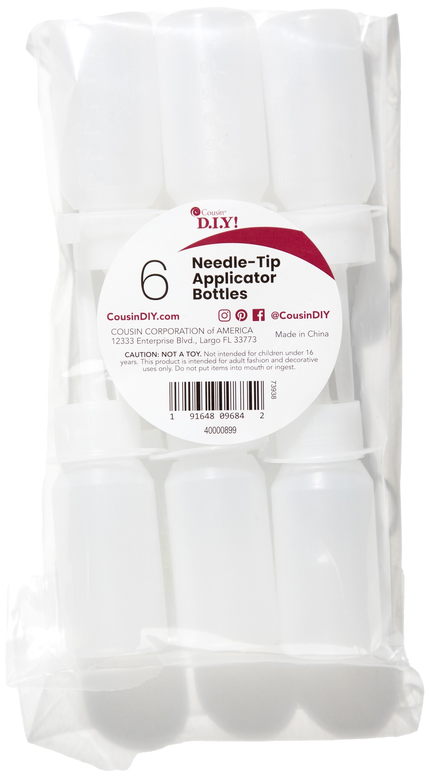 CousinDIY Needle Tip Applicator Bottles 6/Pkg-Empty