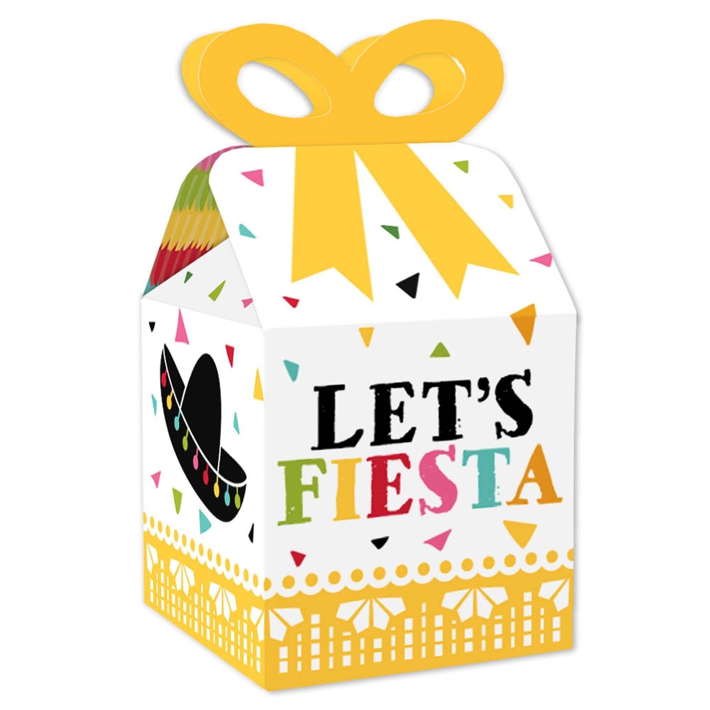 Big Dot of Happiness Let&#x27;s Fiesta - Square Favor Gift Boxes - Fiesta Bow Boxes - Set of 12