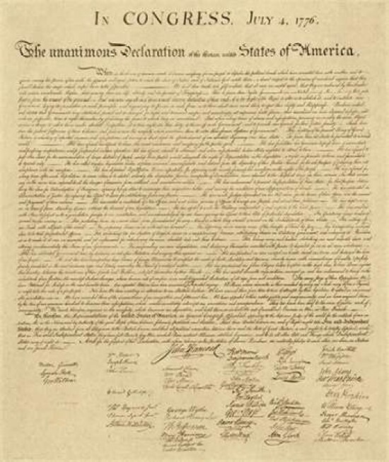U.S. Declaration of Independence - Decorative Sepia Poster Print by US Government - Item # VARPDX456134