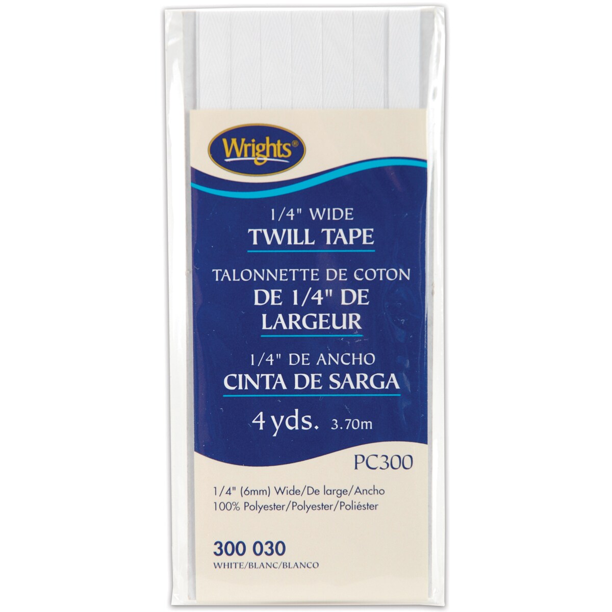 Wrights Twill Tape .25&#x22;X4yd-White