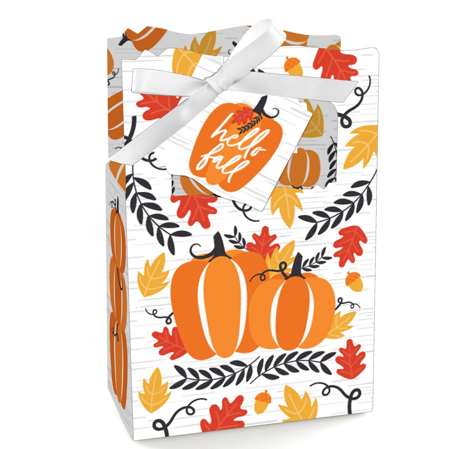 Big Dot of Happiness Fall Pumpkin - Halloween or Thanksgiving Party Favor Boxes - Set of 12