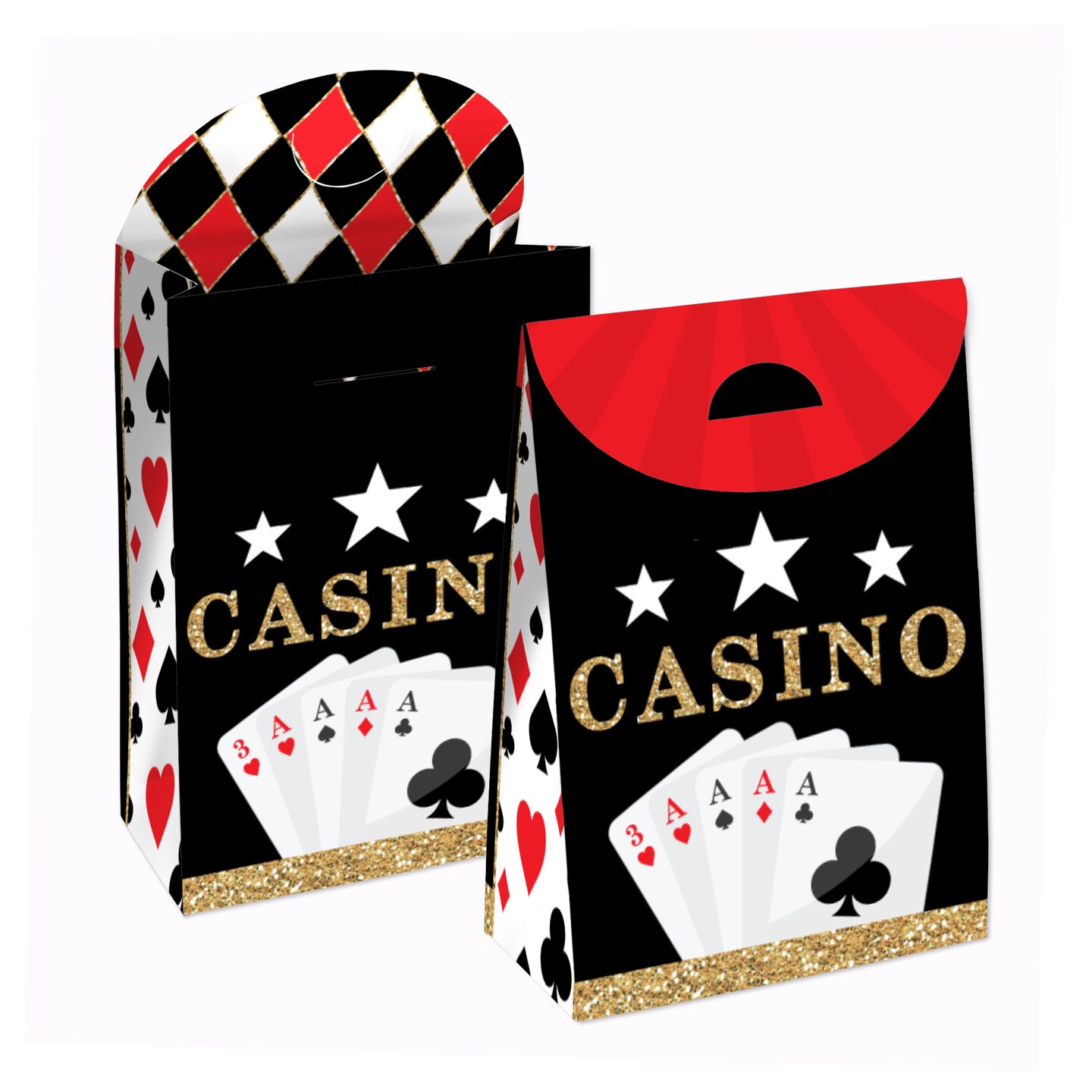 Big Dot of Happiness Las Vegas - Casino Gift Favor Bags - Party Goodie Boxes - Set of 12