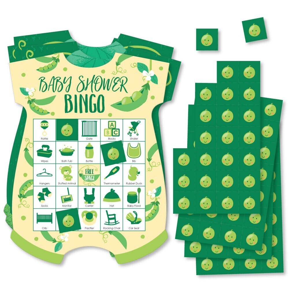 Big Dot of Happiness Double the Fun - Twins Two Peas in a Pod - Picture Bingo Cards and Markers - Baby Shower Shaped Bingo Game - Set of 18