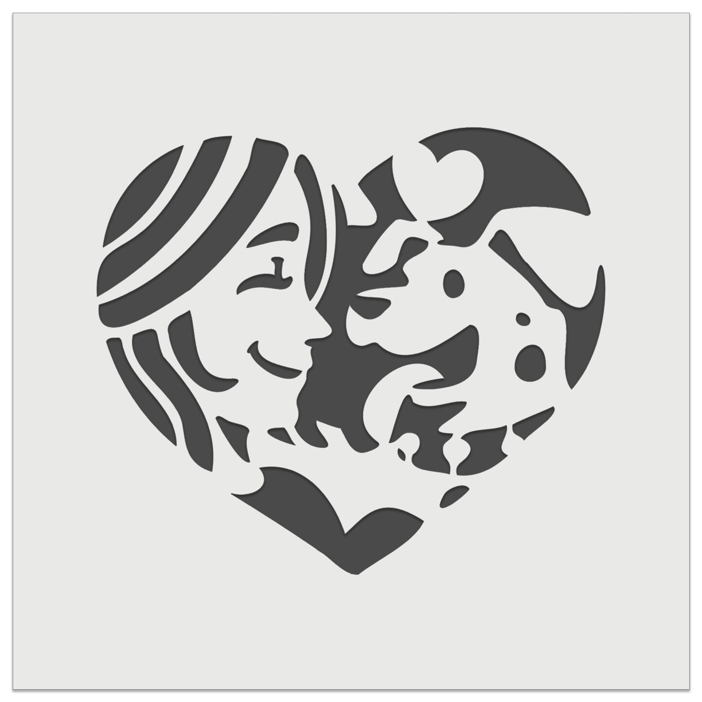Woman with Dog Puppy Pet in Heart Wall Cookie DIY Craft Reusable Stencil