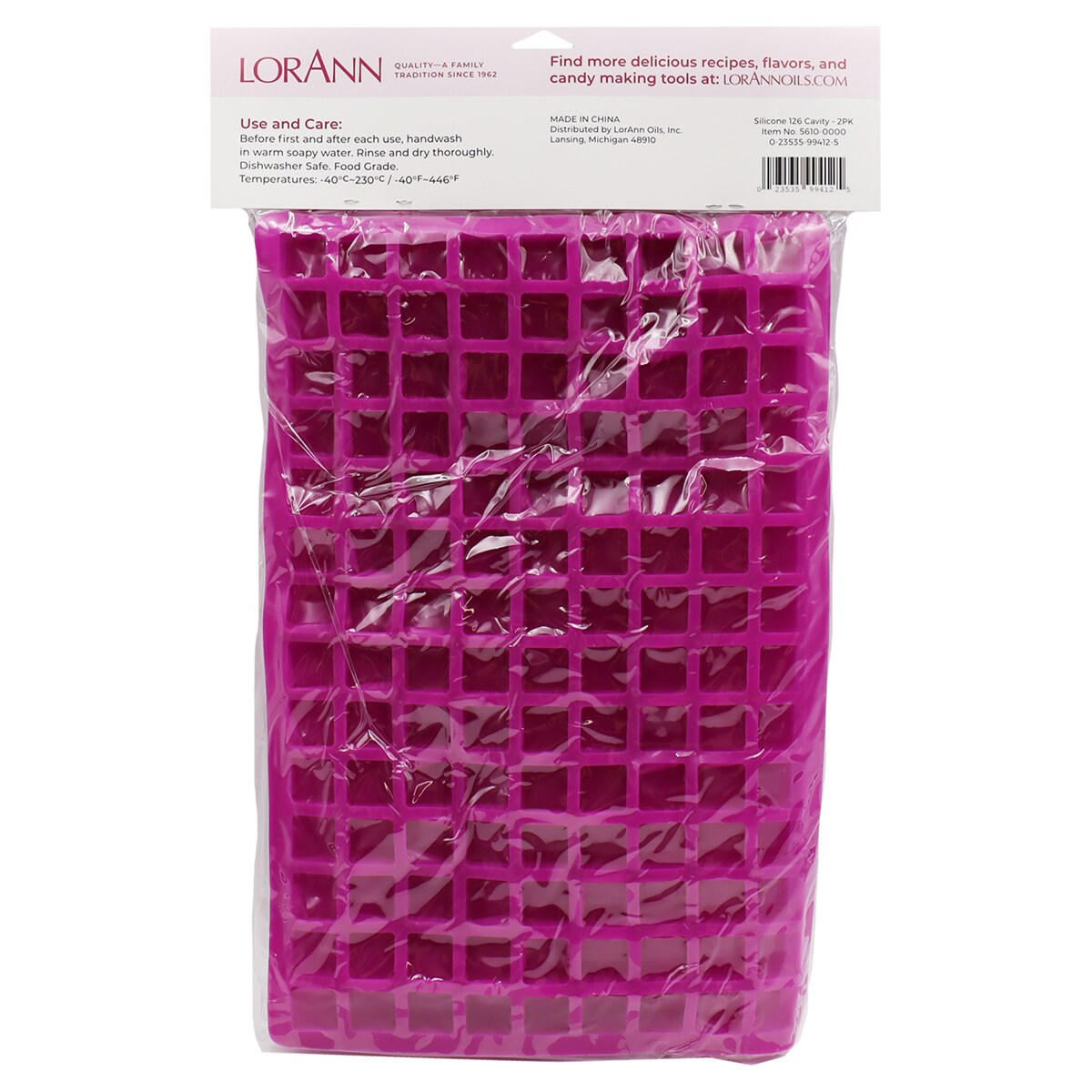 SILICONE GUMMY Square Cube Molds, 2-pack by Lorann, Candy Making Supplies 