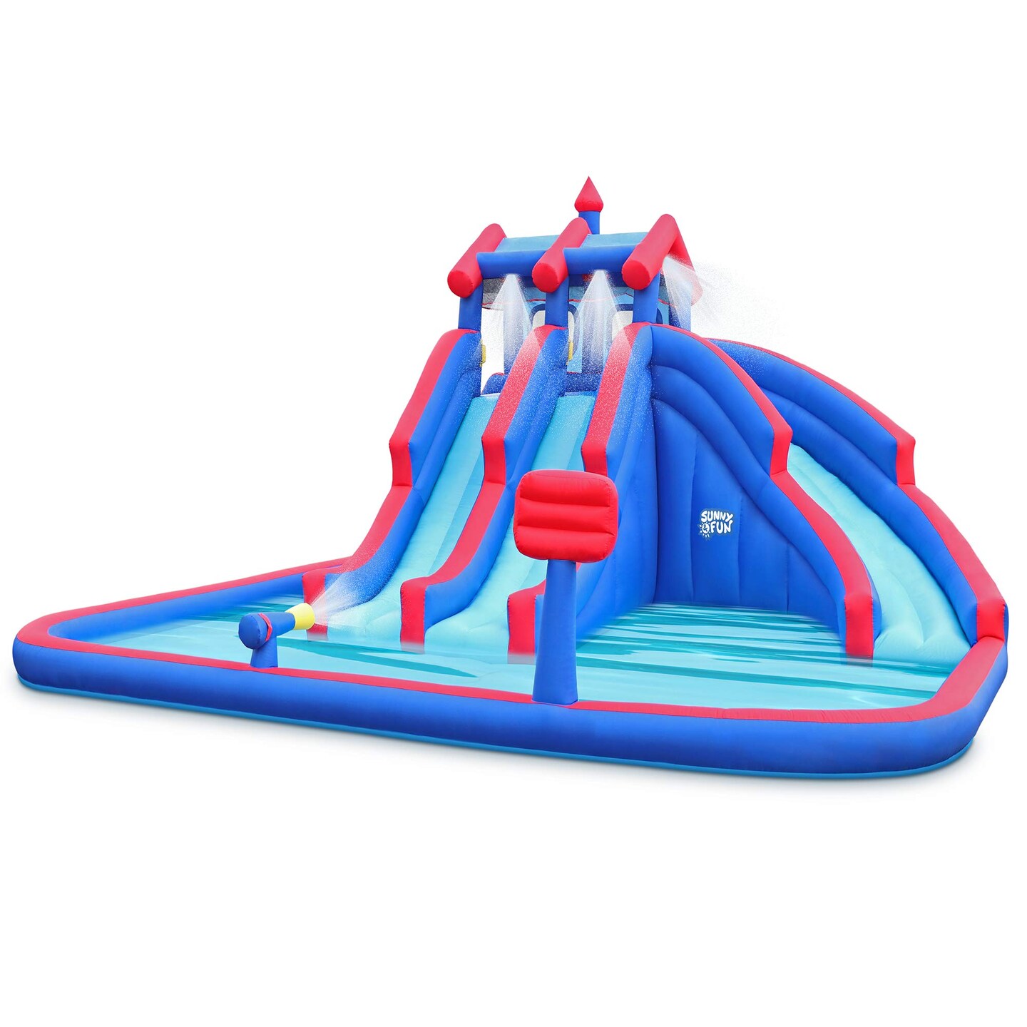 Sunny &#x26; Fun Inflatable Kids Backyard Triple Water Slide Castle Park