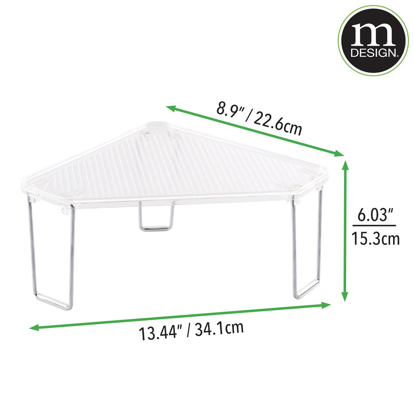 mDesign Plastic/Steel Corner Kitchen Organizer Shelf