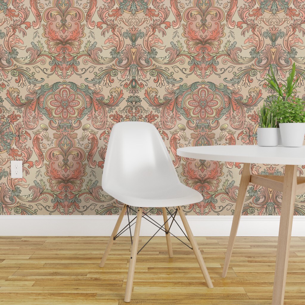 Floral Baroque Removable Wallpaper, Peel and Stick Wallpaper