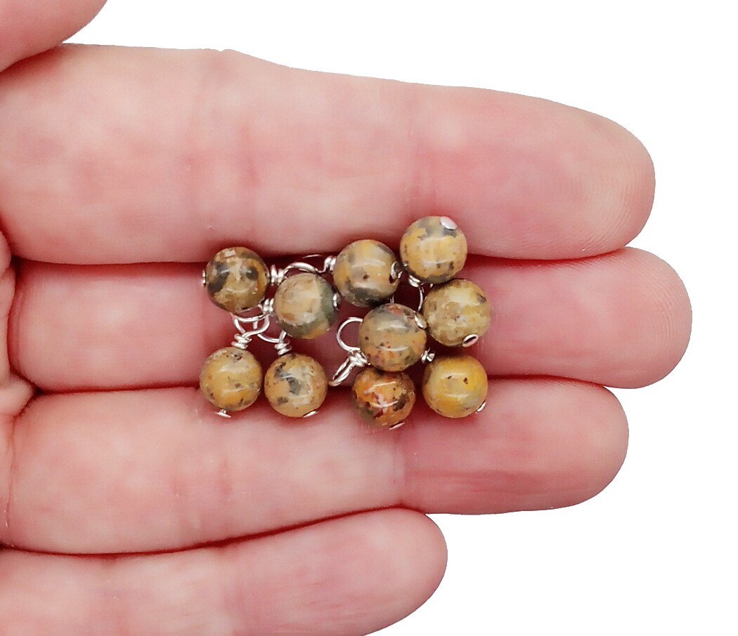 Leopard Skin Agate 6mm Bead Dangles, Small Gemstone Charms, 10 pieces, Adorabilities