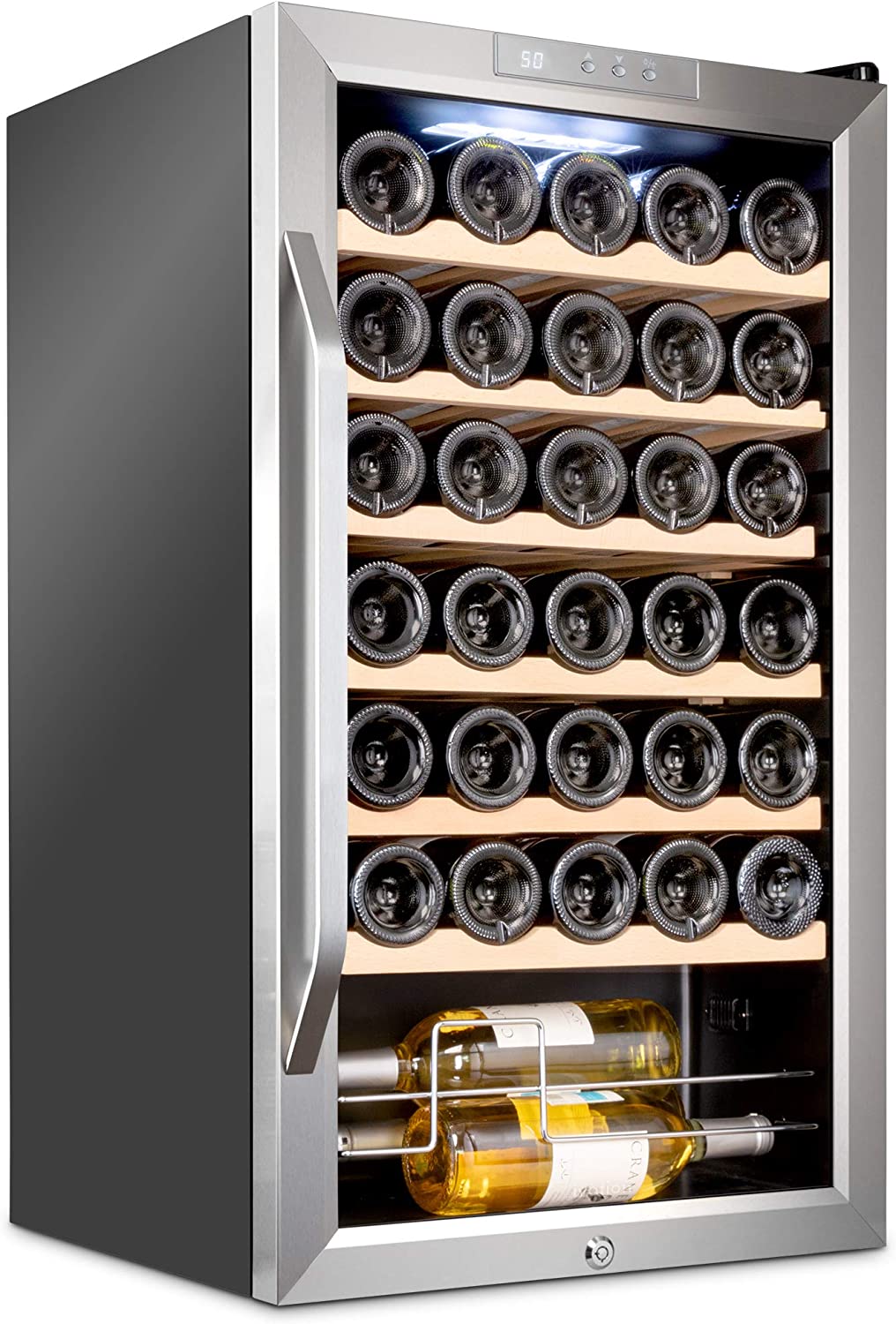 Ivation 34-Bottle Wine Cooler, Compact Freestanding Wine Fridge with Lock