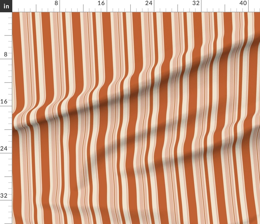 Petal Signature Cotton by the Yard or Fat Quarter Dark Orange Victorian Stripe Cottage Peach Traditional Custom Printed Fabric by Spoonflower