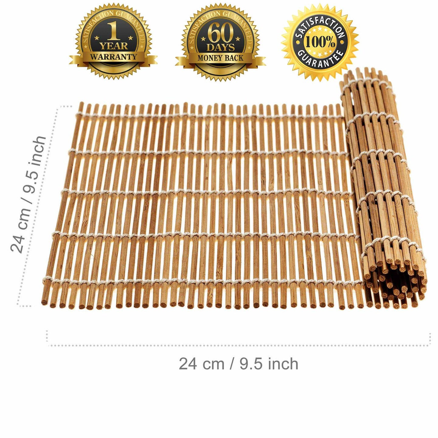 All Natural Bamboo Sushi Rolling Mat 9.5 Inch x 9 Inch