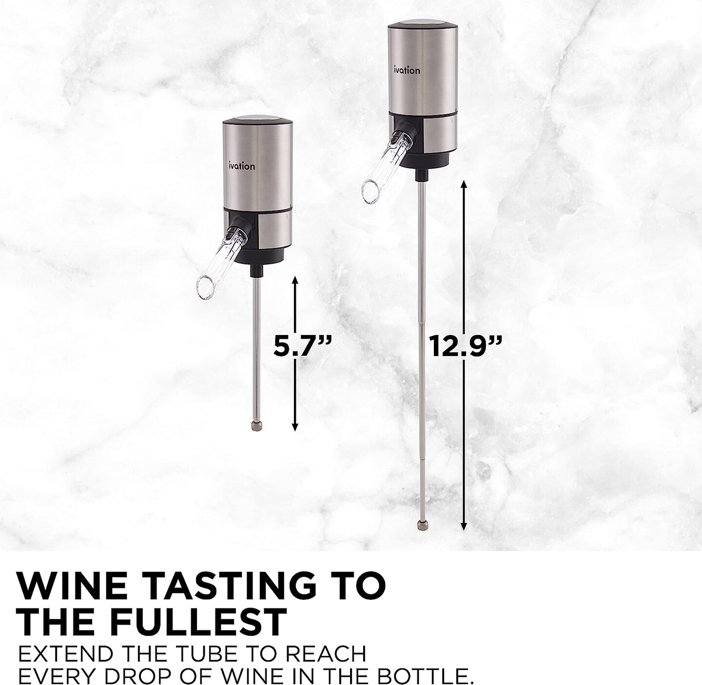 Ivation Stainless Steel Wine Aerator and Dispenser Spout, Electric Wine Pourer and Stopper
