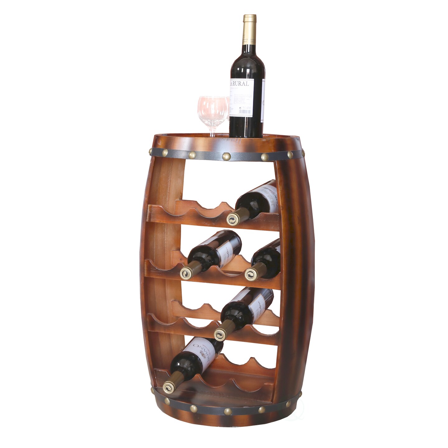 Vintiquewise Wooden Barrel Shaped 14 Bottle Wine Rack
