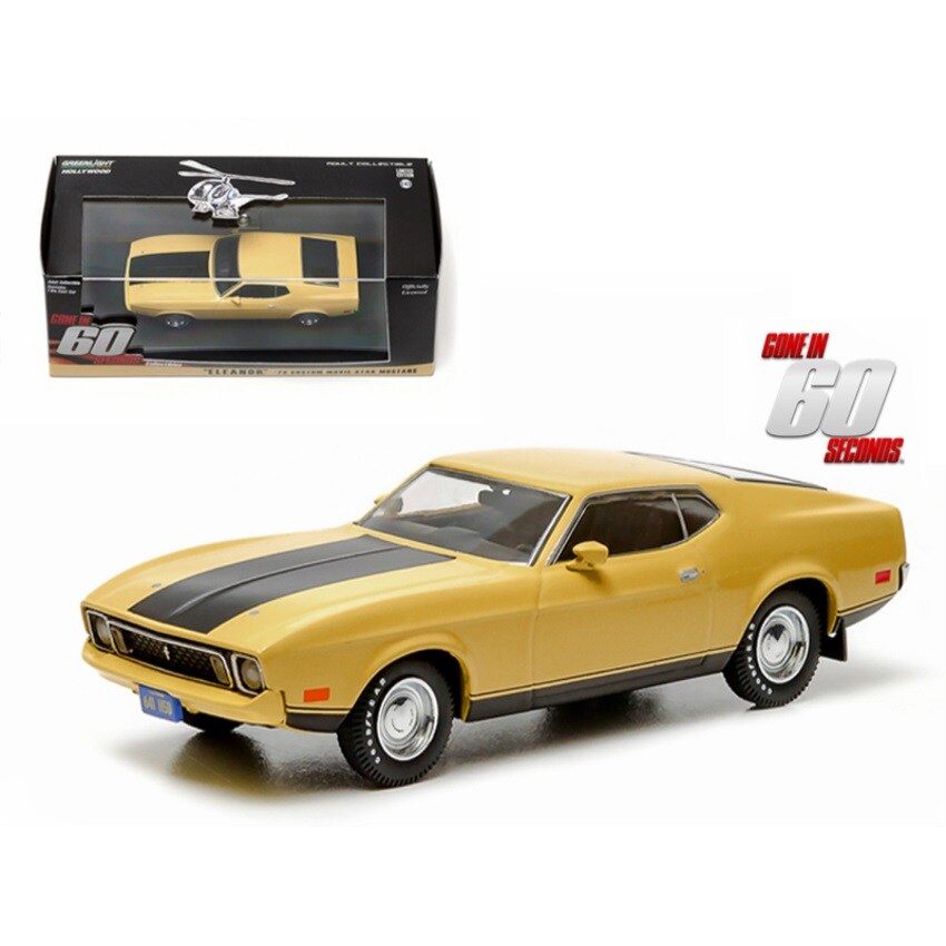 1973 Ford Mustang Mach 1 Yellow &#x22;Eleanor&#x22; &#x22;Gone in Sixty Seconds&#x22; Movie (1974) 1/43 Diecast Model Car by Greenlight