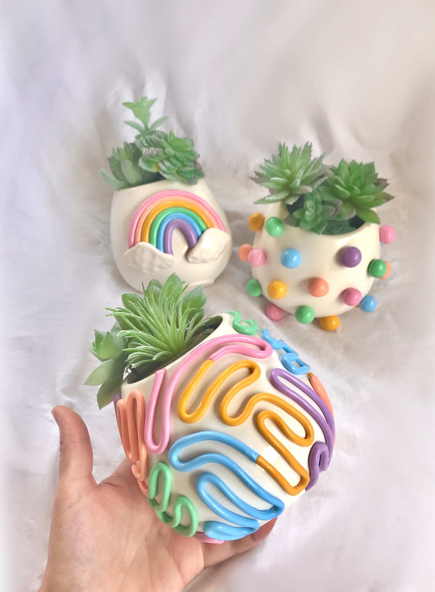 Colorful Ceramic Wall Planters, Boho Wall Hanging Planter, Handmade planter pot, retro eclectic