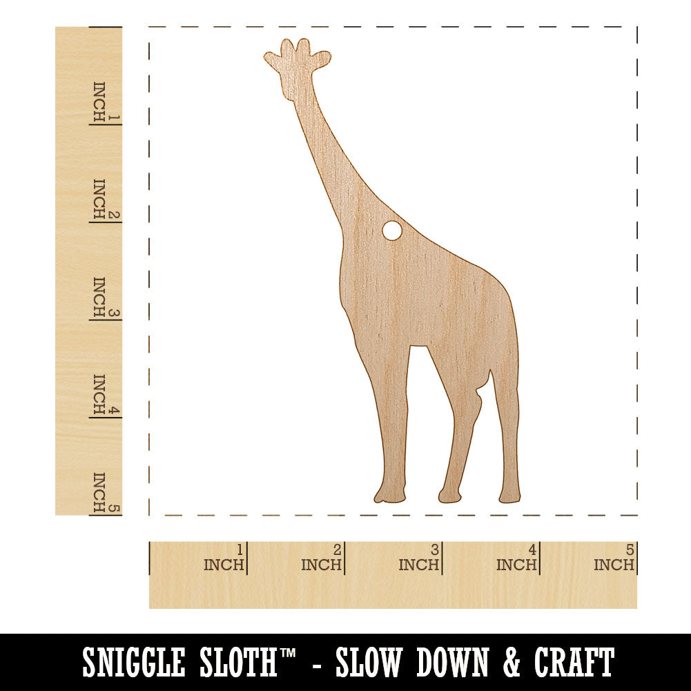 Giraffe Standing Solid Unfinished Craft Wood Holiday Christmas Tree DIY Pre-Drilled Ornament